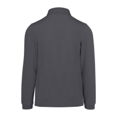 B&C hosszú ujjú előzsugorodott férfi galléros pamut póló O30, Dark Grey-2XL
