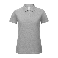 B&C klasszikus fazonú, rövid ujjú Női galléros póló, O07, Heather Grey-XS