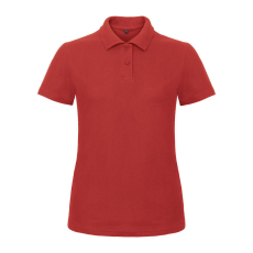 B&C klasszikus fazonú, rövid ujjú Női galléros póló, O07, Red-XS
