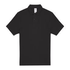 B&C rövid ujjú kétgombos unisex pamut galléros póló O06, Black-S