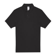 B&amp;C rövid ujjú kétgombos unisex pamut galléros póló O06, Black-XL férfi póló