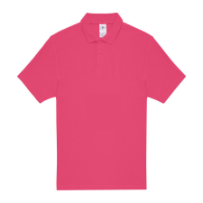 B&amp;C rövid ujjú kétgombos unisex pamut galléros póló O06, Fuchsia-2XL férfi póló