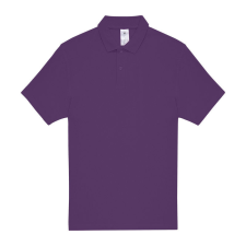 B&amp;C rövid ujjú kétgombos unisex pamut galléros póló O06, Purple-M férfi póló