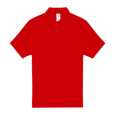 B&C rövid ujjú kétgombos unisex pamut galléros póló O06, Red-M