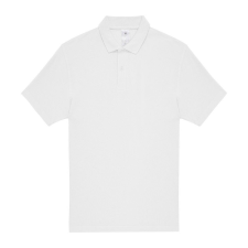 B&amp;C rövid ujjú kétgombos unisex pamut galléros póló O06, White-M férfi póló