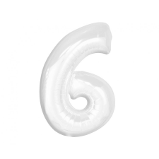 B&C White, Fehér 6-os szám fólia lufi 92 cm party kellék