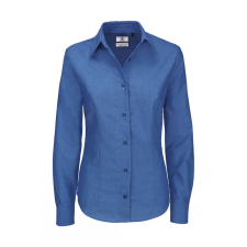 B and C Női hosszú ujjú blúz B and C Oxford LSL/women Shirt 3XL, kék Chip blúz