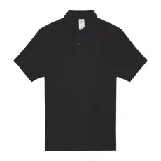  B&C rövid ujjú kétgombos unisex pamut galléros póló O06, Black-XS