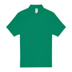  B&C rövid ujjú kétgombos unisex pamut galléros póló O06, Kelly Green-M
