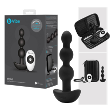 b-Vibe - tripla gyöngyös, akkus anál vibrátor (fekete) anál