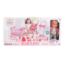 BABA játékszett 36 cmes LÁNY babával delux playset PINK baba