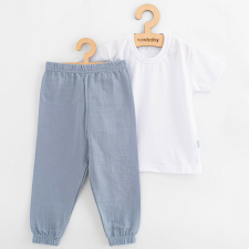  Baba pamut szett póló és nadrág New Baby Kindergarten kék-szürke babaruha szett