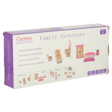  Babaház bútor fa lila játékbaba felszerelés