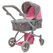 Babakocsi babáknak 2v1 Baby Mix pink-grey játék babakocsi