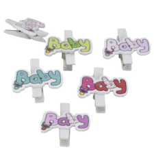  Babaváró fa csipesz 6db/cs. dekorációs kellék