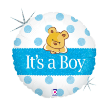 Baby Boy Bear Holo fólia lufi 46 cm party kellék