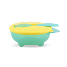 Baby Care etető tál + kanál - green babaétkészlet