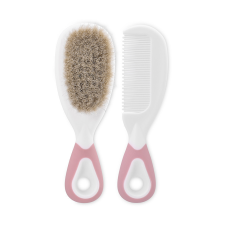 Baby Care Fésű és hajkefe természetes sörtékkel - blush pink babafésű