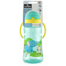 Baby Care Szafari szívószálas sportitató 330 ml - green babaétkészlet