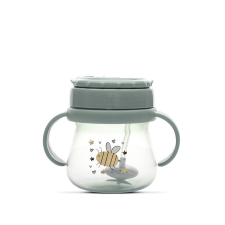 Baby Care szívószálas itató fogantyúval 250ml - Green babaétkészlet