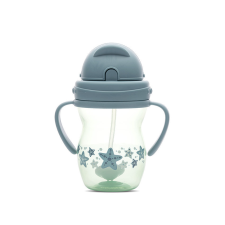Baby Care szívószálas itató fogantyúval 275ml - Blue/Green babaétkészlet