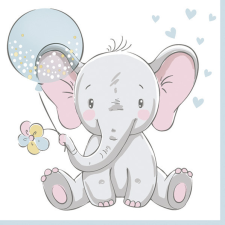 Baby elefánt Blue Balloon szalvéta 20 db-os 33x33 cm party kellék