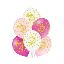 Baby Girl Dots léggömb, lufi 6 db-os 12 inch (30cm) party kellék