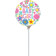 Baby Girl Floral mini fólia lufi 10 cm (WP) party kellék