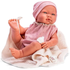 Baby Maria rózsaszín jelmezzel és bézs takaróval 43cm baba
