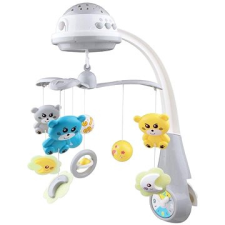 BABY MIX Körforgó világító projektorral - grey bébijáték kiságyra