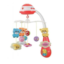 BABY MIX projektoros Zenélő forgó - Maci #piros (4926) bébijáték kiságyra