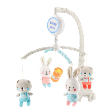 BABY MIX zenélő-forgó elektromos Maci és nyuszi bébijáték kiságyra