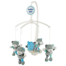 BABY MIX zenés körhinta, szürke mackók extra kékkel bébijáték kiságyra