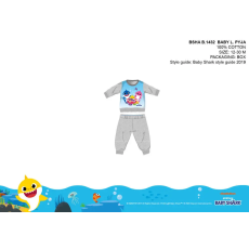  Baby Shark baba pizsama - jersey pamut pizsama - szürke - 92