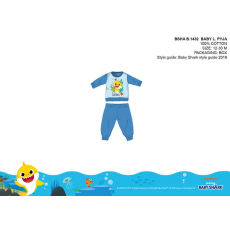  Baby Shark baba pizsama - jersey pamut pizsama - világoskék - 80