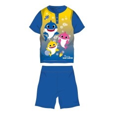  Baby Shark nyári rövid ujjú gyerek pizsama - pamut jersey pizsama - középkék-sárga - 110