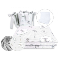 Baby Shop 5 részes babaágynemű - őzike szürke/zöld babaágynemű, babapléd