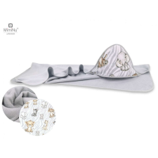 Baby Shop kapucnis fürdőlepedő 100*100 cm - szürke szafari babatörülköző, kifogó