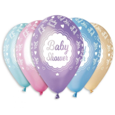 Baby Shower Metallic léggömb, lufi 5 db-os 12 inch (30 cm) party kellék