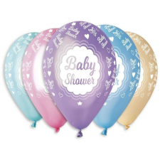 Baby Shower Metallic léggömb, lufi 5 db-os 12 inch (30 cm) party kellék