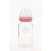 BABYBRUIN Hőálló üveg cumisüveg, szilikon etetőcumival, cseppmentes kupakkal 120 ml - rózsaszín