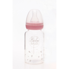 BABYBRUIN Hőálló üveg cumisüveg, szilikon etetőcumival, cseppmentes kupakkal 120 ml - rózsaszín cumisüveg
