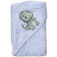 BABYBRUIN Kapucnis frottír fürdőlepedő, kifogó 75x90 cm - Dínós kék babatörülköző, kifogó