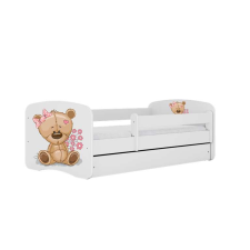 Babydreams ágy, fehér, mackó, virágok, fiók nélkül, kókusz matrac, 160/80 gyermekágy