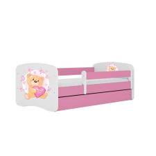  Babydreams ágy, rózsaszín mackó pillangók fiókkal, latex matrac 160/80 gyermekágy