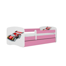 Babydreams ágy, rózsaszín versenyautó, fiók nélkül, matrac 160/80 gyermekágy