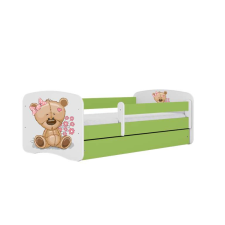  Babydreams ágy, zöld maci, virágok, fiók nélkül, matrac nélkül, 140/70 gyermekágy