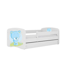 Babydreams fehér kék mackóágy fiókkal, matraccal 160/80 gyermekágy