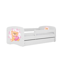 Babydreams fehér mackó pillangós ágy fiókkal, kókusz matrac 180/80 gyermekágy