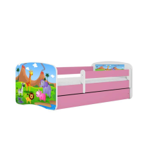 Babydreams rózsaszín szafari ágy fiók nélkül, kókusz matrac 160/80 gyermekágy